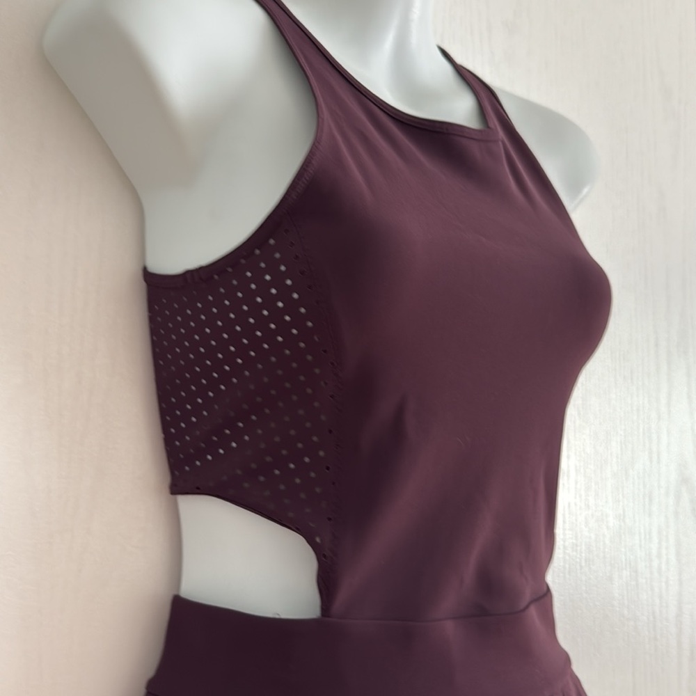 RARE Lululemon Away Dress Black Cherry/Clear Mint Mesh Cut-Out Tennis Athletic 2 - Picture 6 of 15